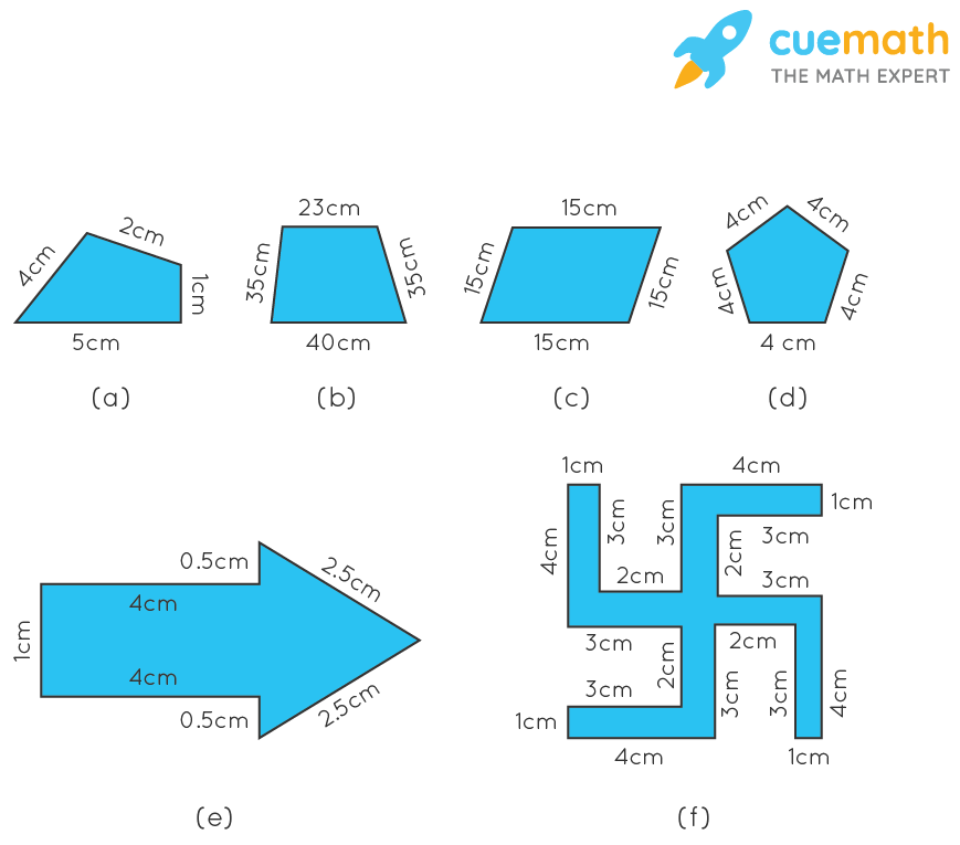 Find the perimeter of each of the following figures: